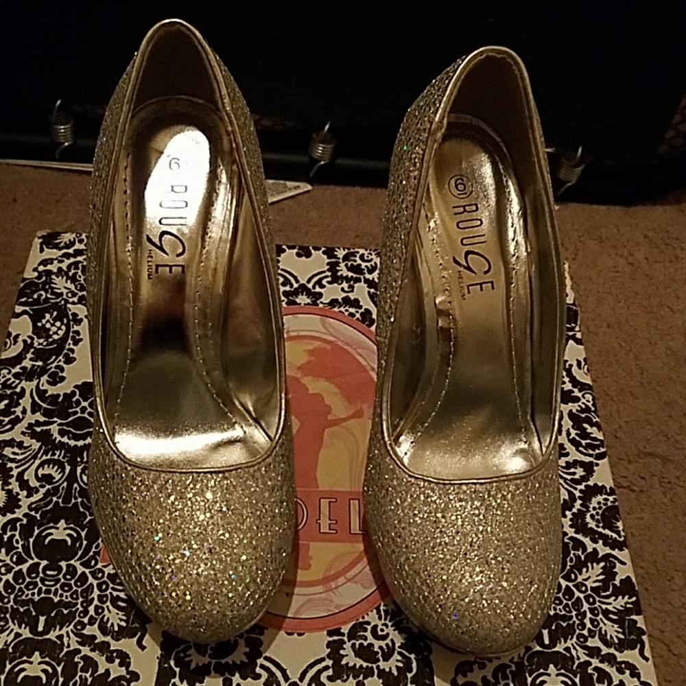 Silver glitter heels